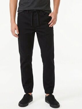 Zoo York Men Small Black Drawstring Cotton Casual Comfy Jogger Cuffed Pants